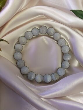 Blue Laced Agate Stretch Bracelet